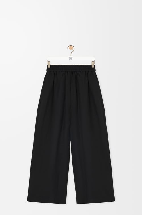 LOEWE Cropped trousers in viscose and linen Black