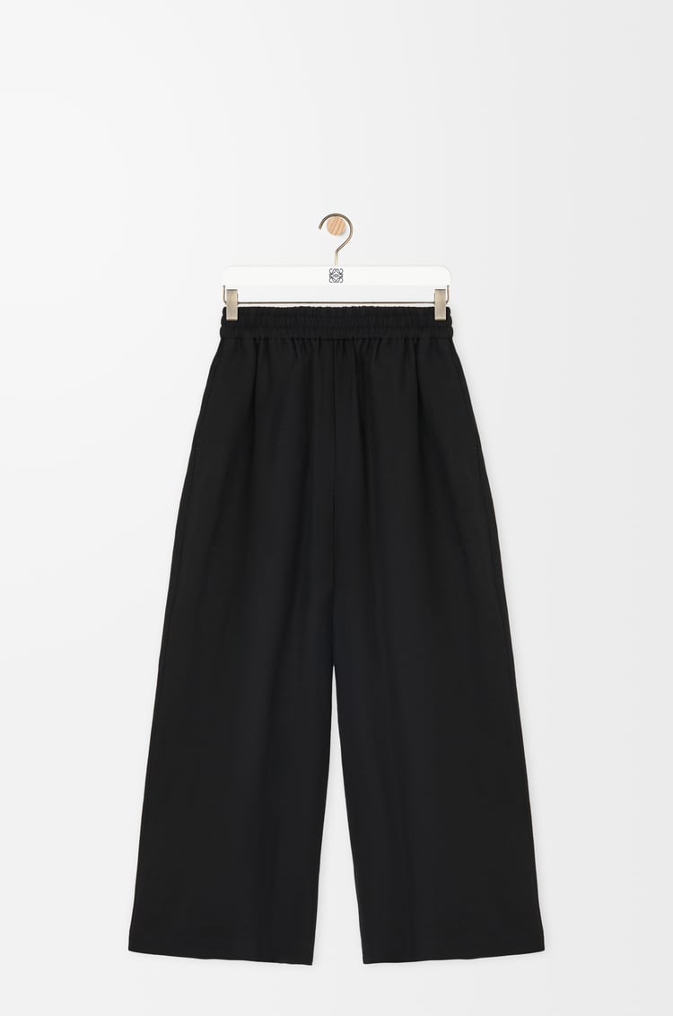 LOEWE Cropped trousers in viscose and linen Black