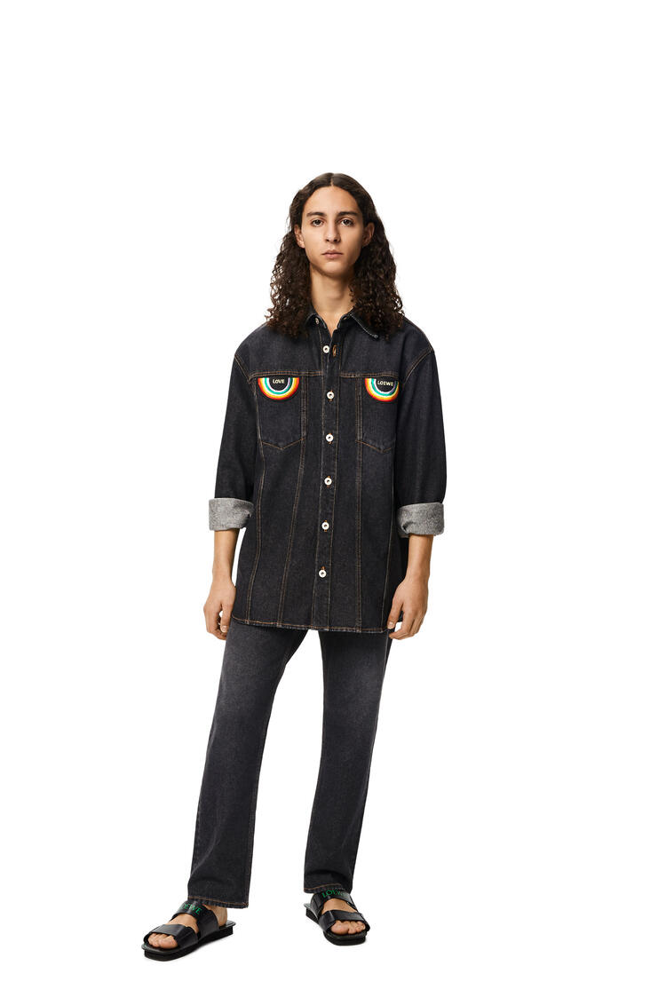 LOEWE Rainbow patch overshirt in denim Washed Black pdp_rd