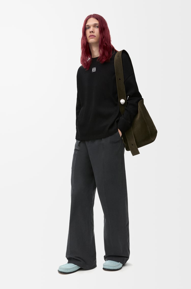 LOEWE Camiseta de manga larga de corte oversize en algodón Negro