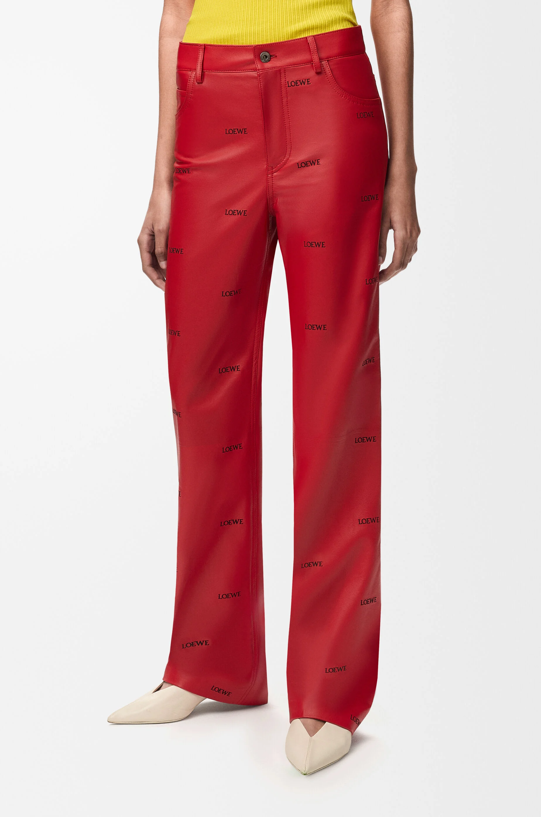 Trousers in nappa lambskin Red - LOEWE APAC official website