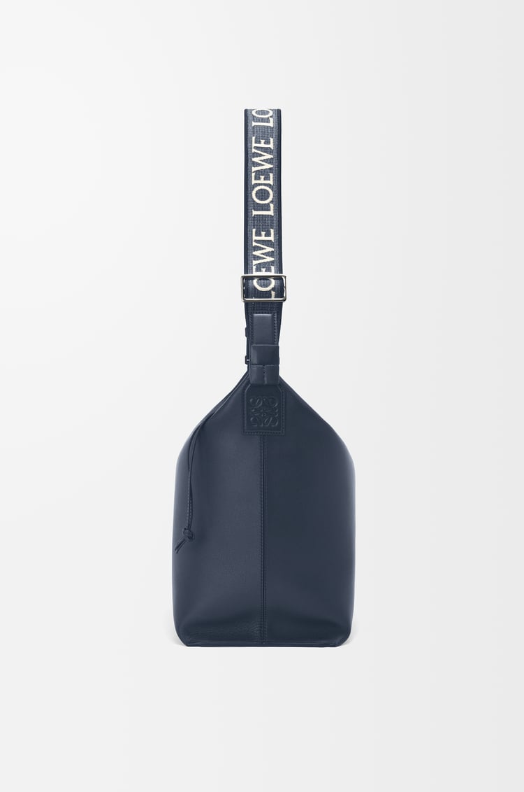 LOEWE Cubi Crossbody bag in supple smooth calfskin and jacquard Deep Navy