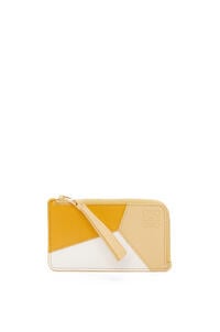LOEWE Puzzle coin cardholder in classic calfskin 向日葵黃/深奶油色