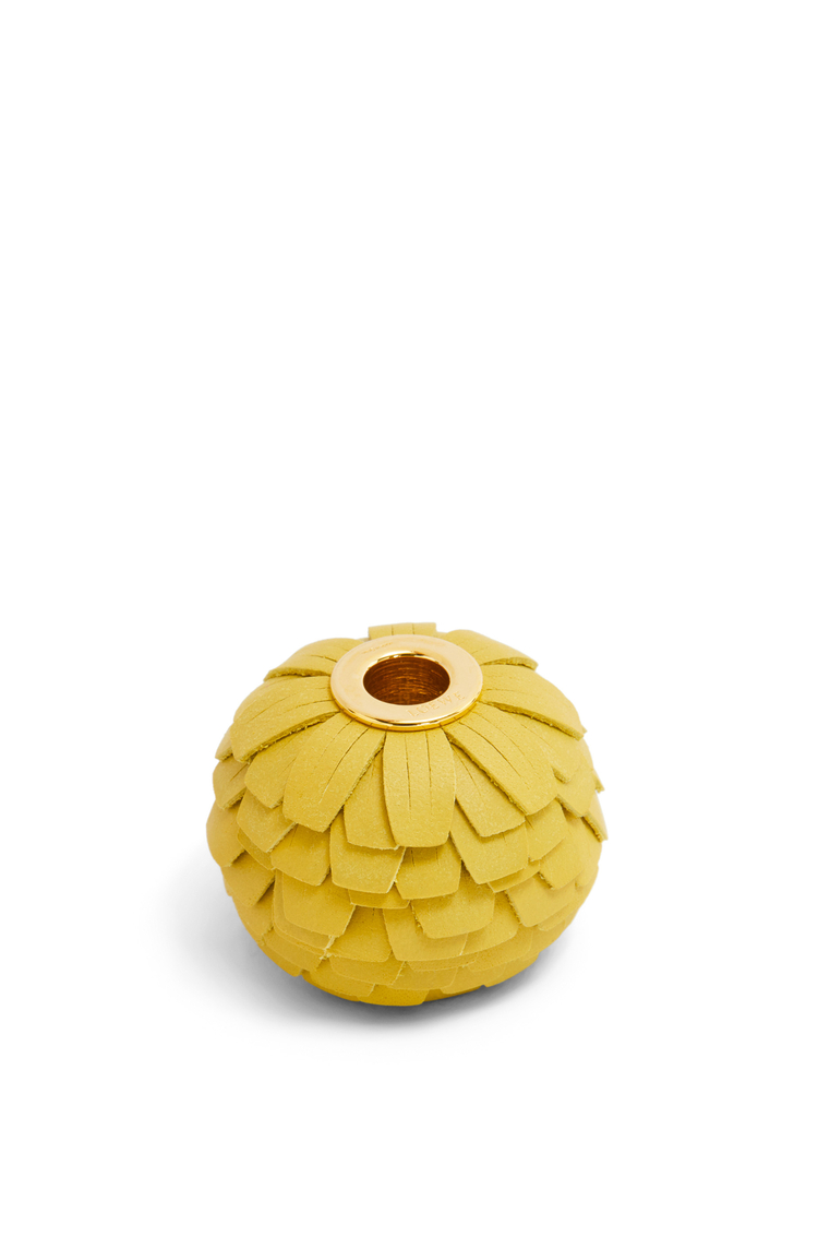 LOEWE Small flower charm in calfskin and brass Dark Yellow