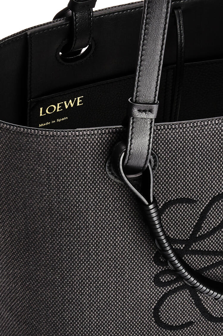 LOEWE Small Anagram Tote bag in jacquard and calfskin Anthracite/Black