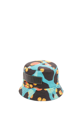 LOEWE Sombrero de pescador en lona y piel de ternera con conchas Negro plp_rd