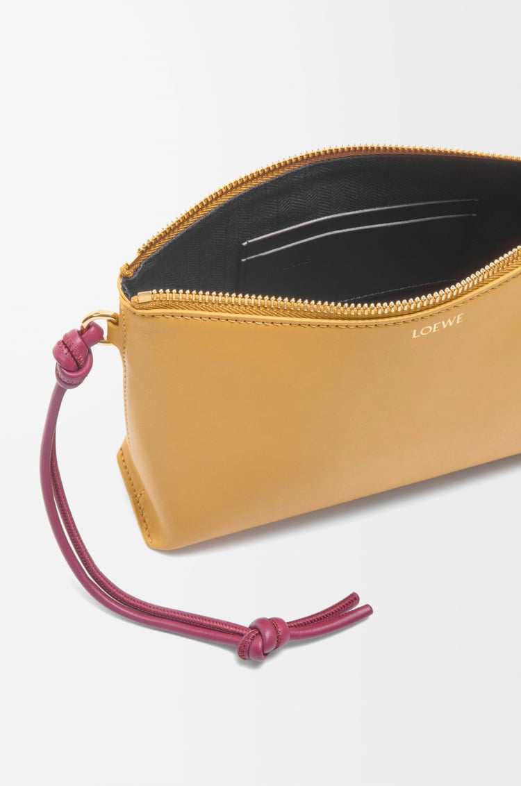 LOEWE Knot T pouch in shiny nappa calfskin Sahara/Crimson