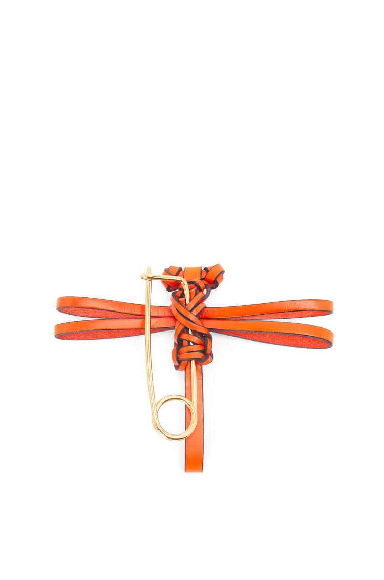 LOEWE Dragonfly pin charm in calfskin Orange