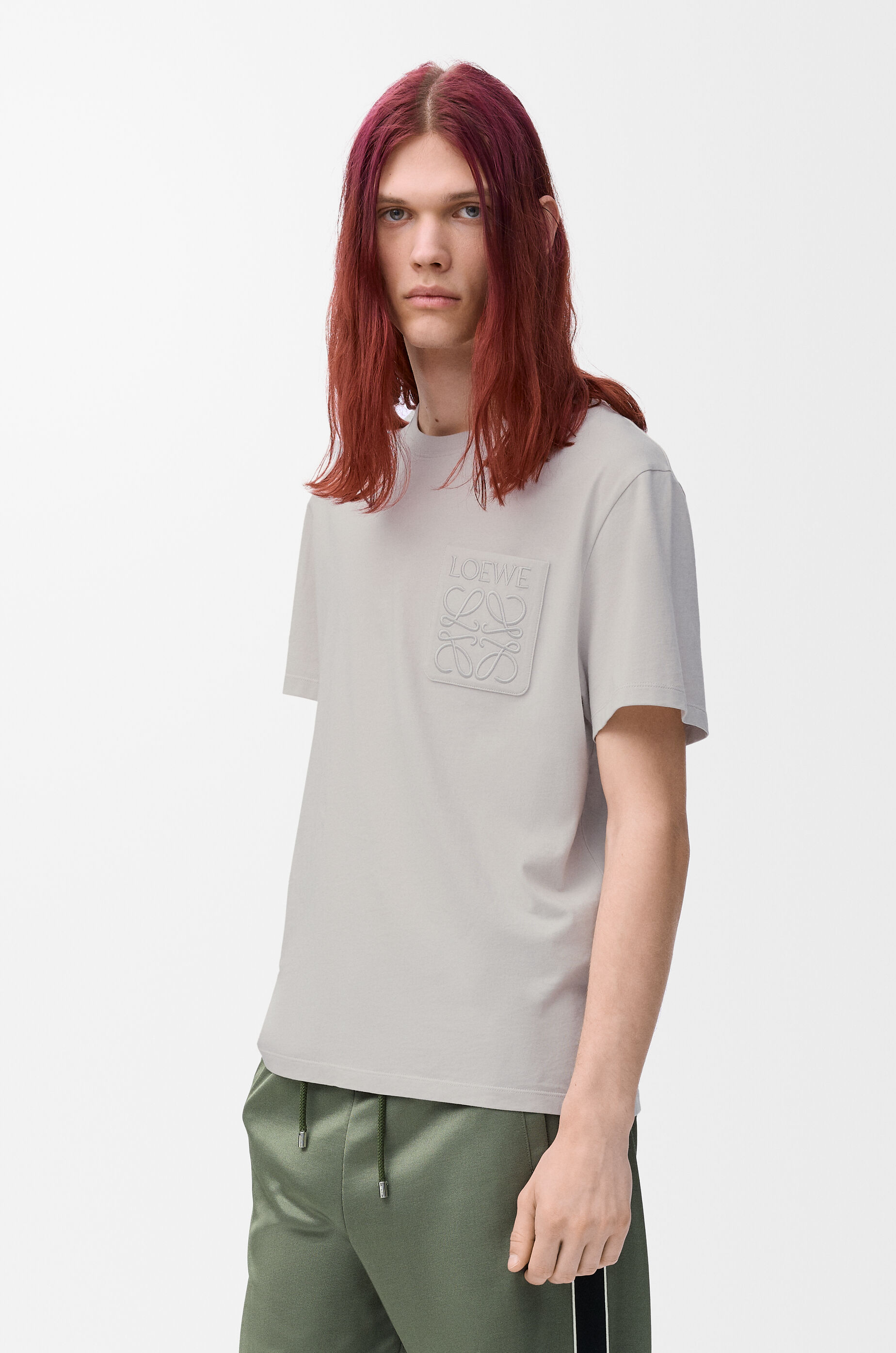 24AW new/LOEWE アナグラムコットンTシャツ T-Shirt Gray Relaxed fit T-shirt in cotton Grey - LOEWE