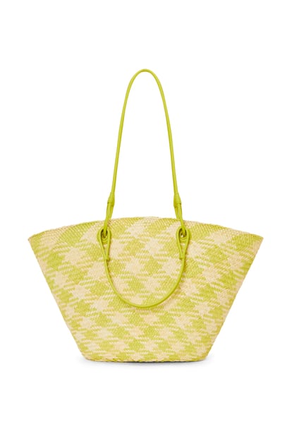 LOEWE Anagram Basket bag in iraca palm and calfskin Natural/Lime Green plp_rd