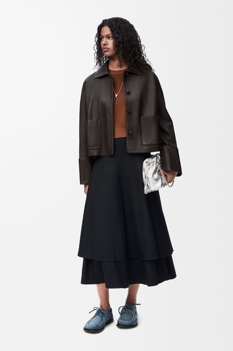 LOEWE Turn-up jacket in nappa lambskin Brown