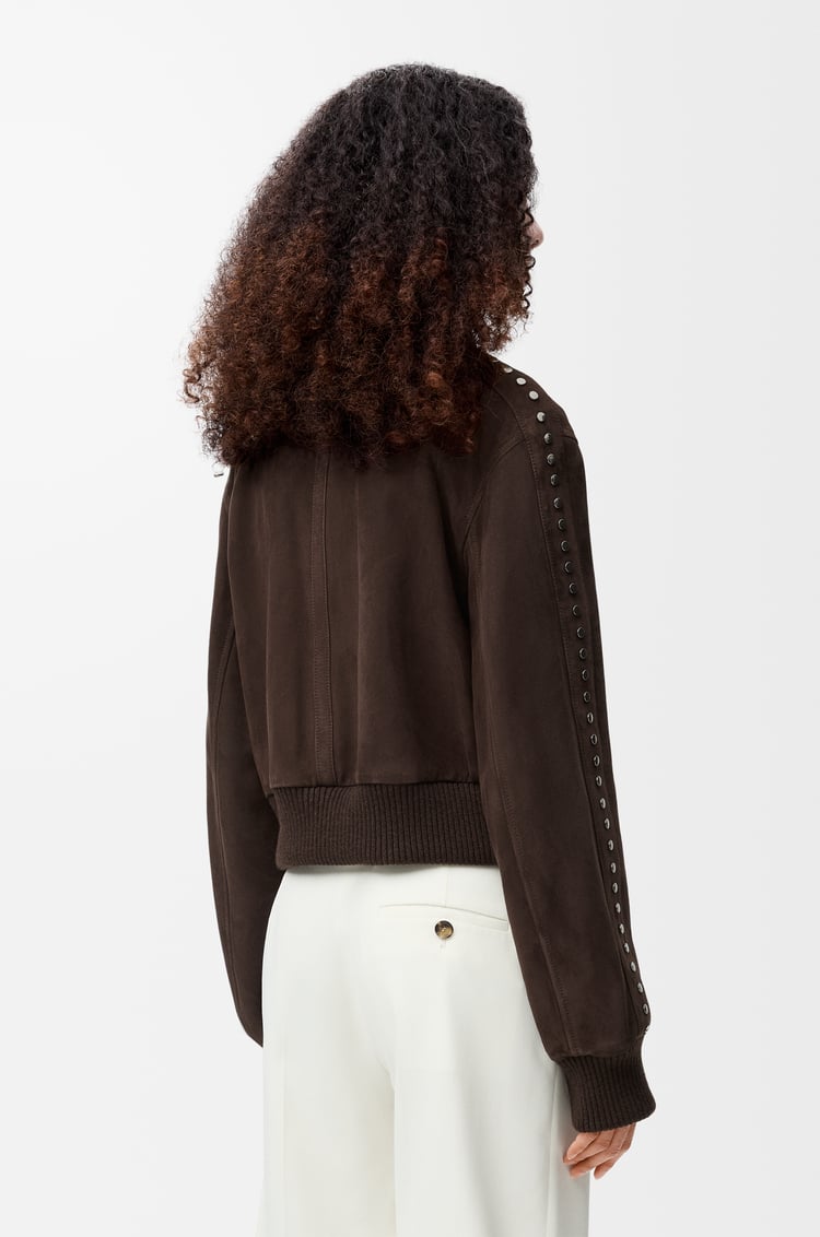 LOEWE Bomber jacket in suede lambskin 深棕色