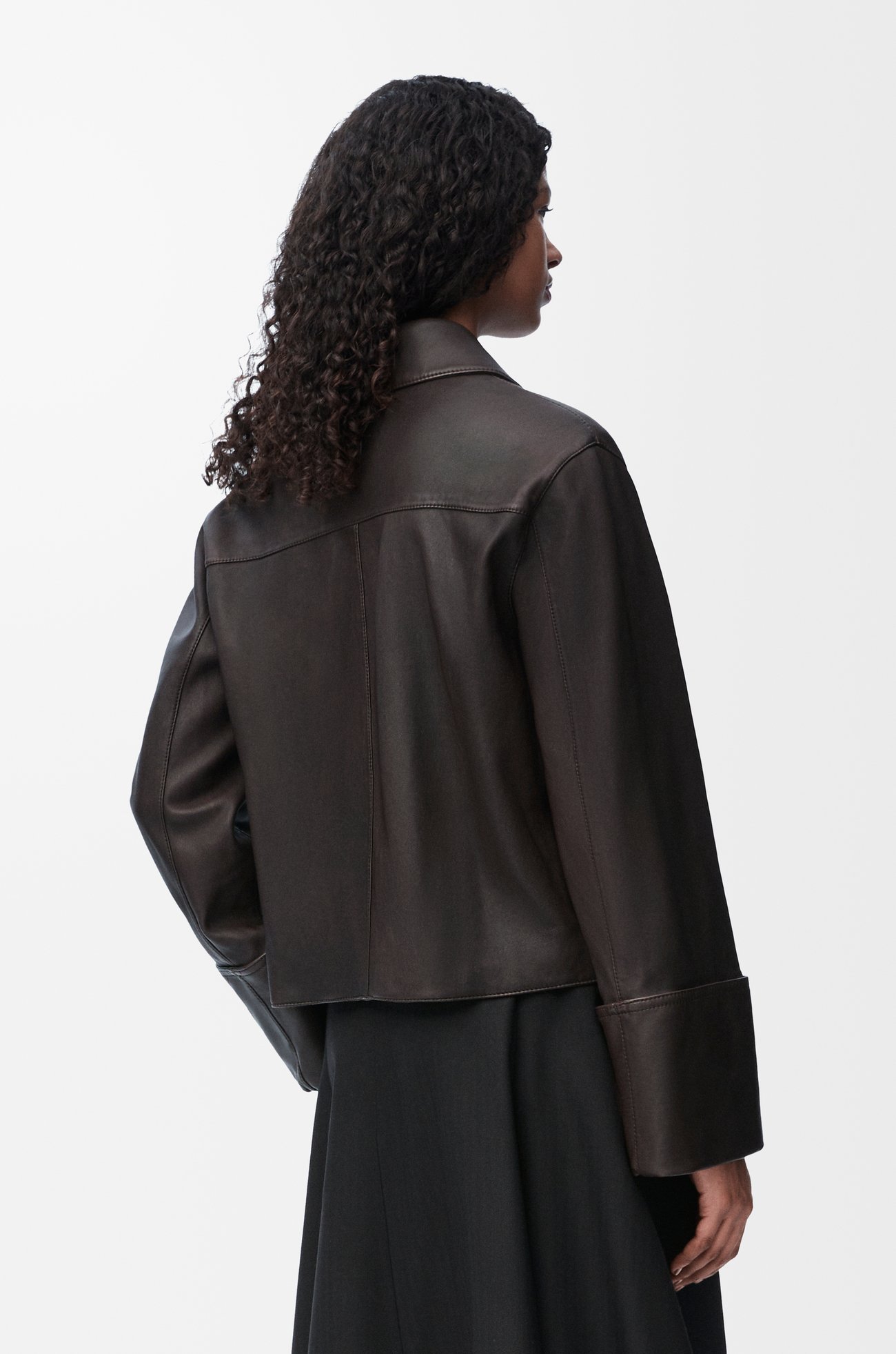 LOEWE Turn-up jacket in nappa lambskin Brown