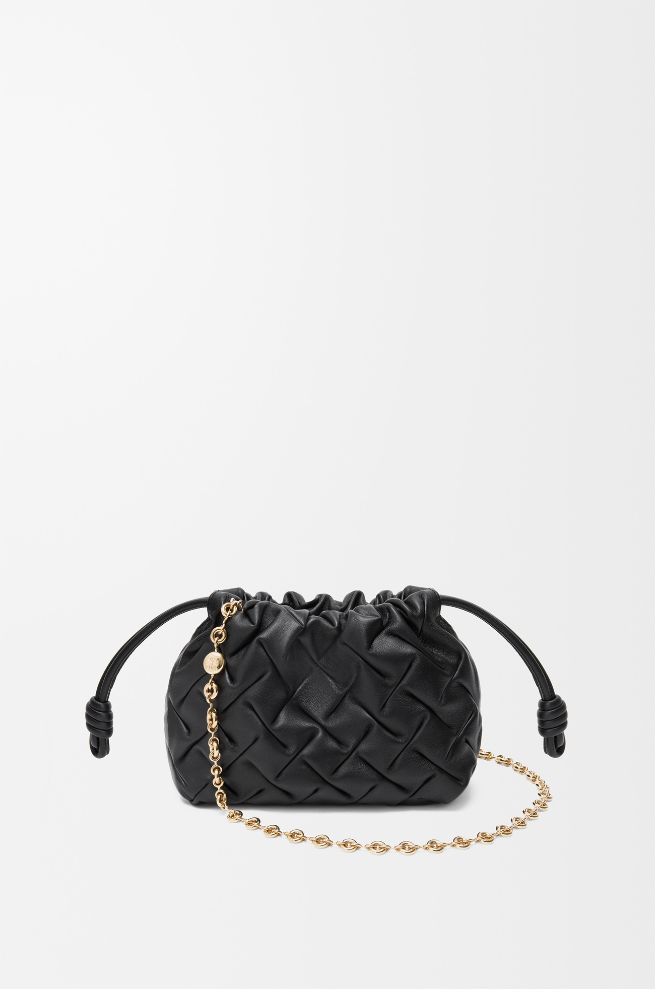 LOEWE Borsa Flamenco Purse mini in nappa di vitello con pieghe Nero