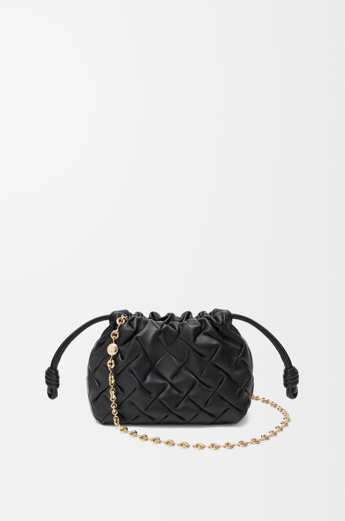 LOEWE Borsa Flamenco Purse mini in nappa di vitello con pieghe Nero