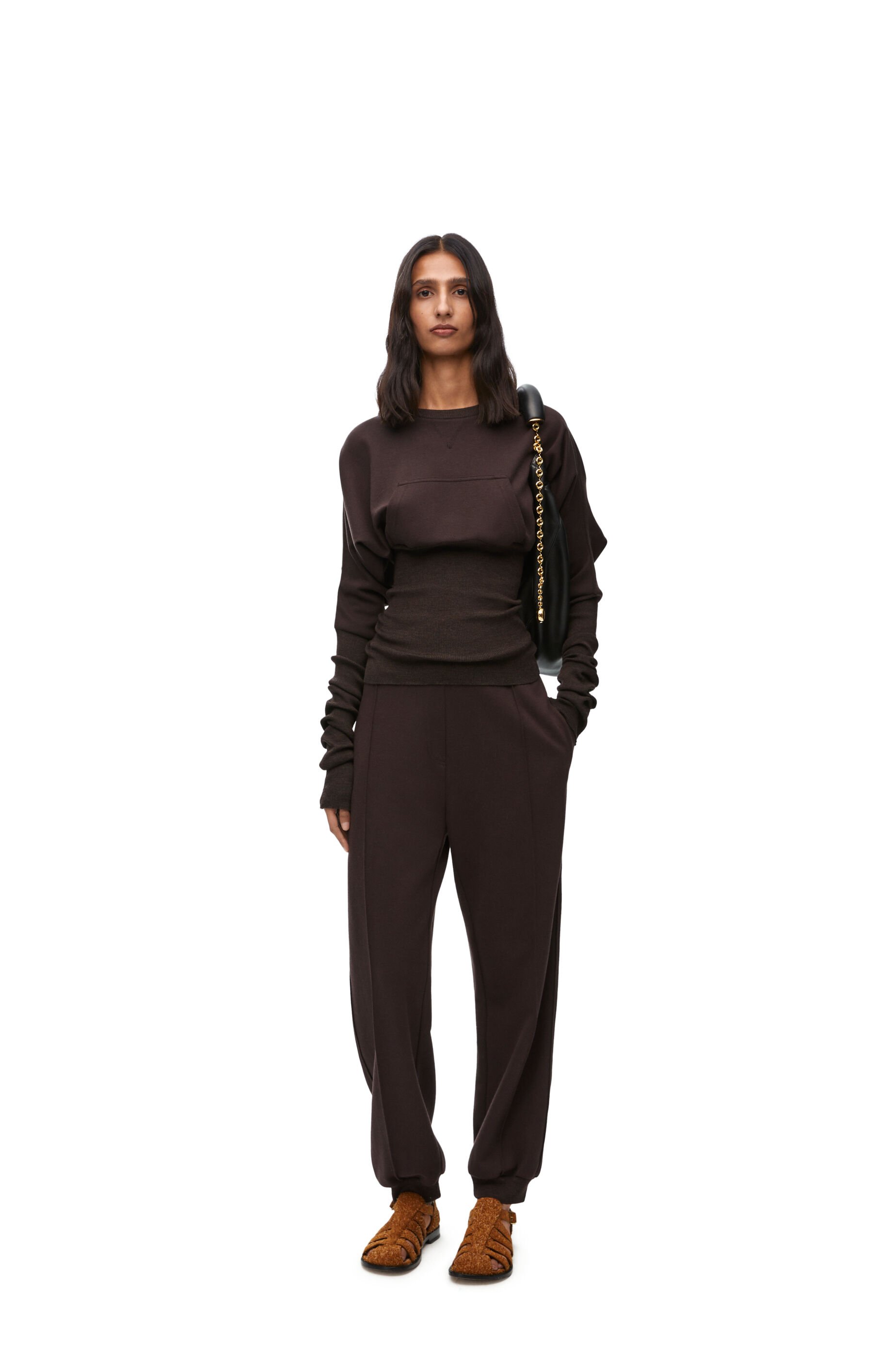 Sweatpants in cotton and silk Coffee LOEWE