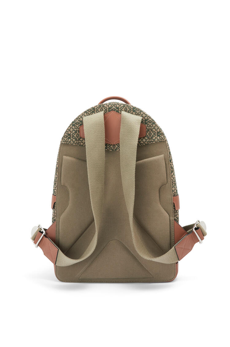 LOEWE Round backpack in Anagram jacquard and calfskin Khaki Green/Tan pdp_rd