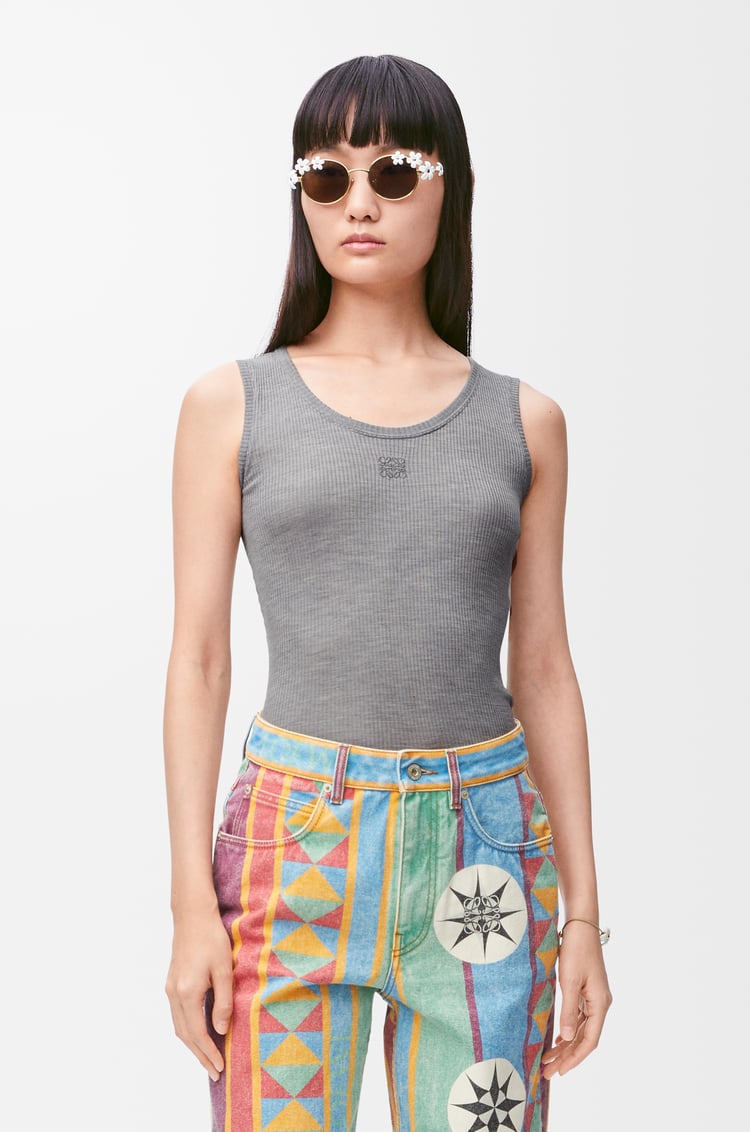 LOEWE Anagram tank top in silk Grey Melange