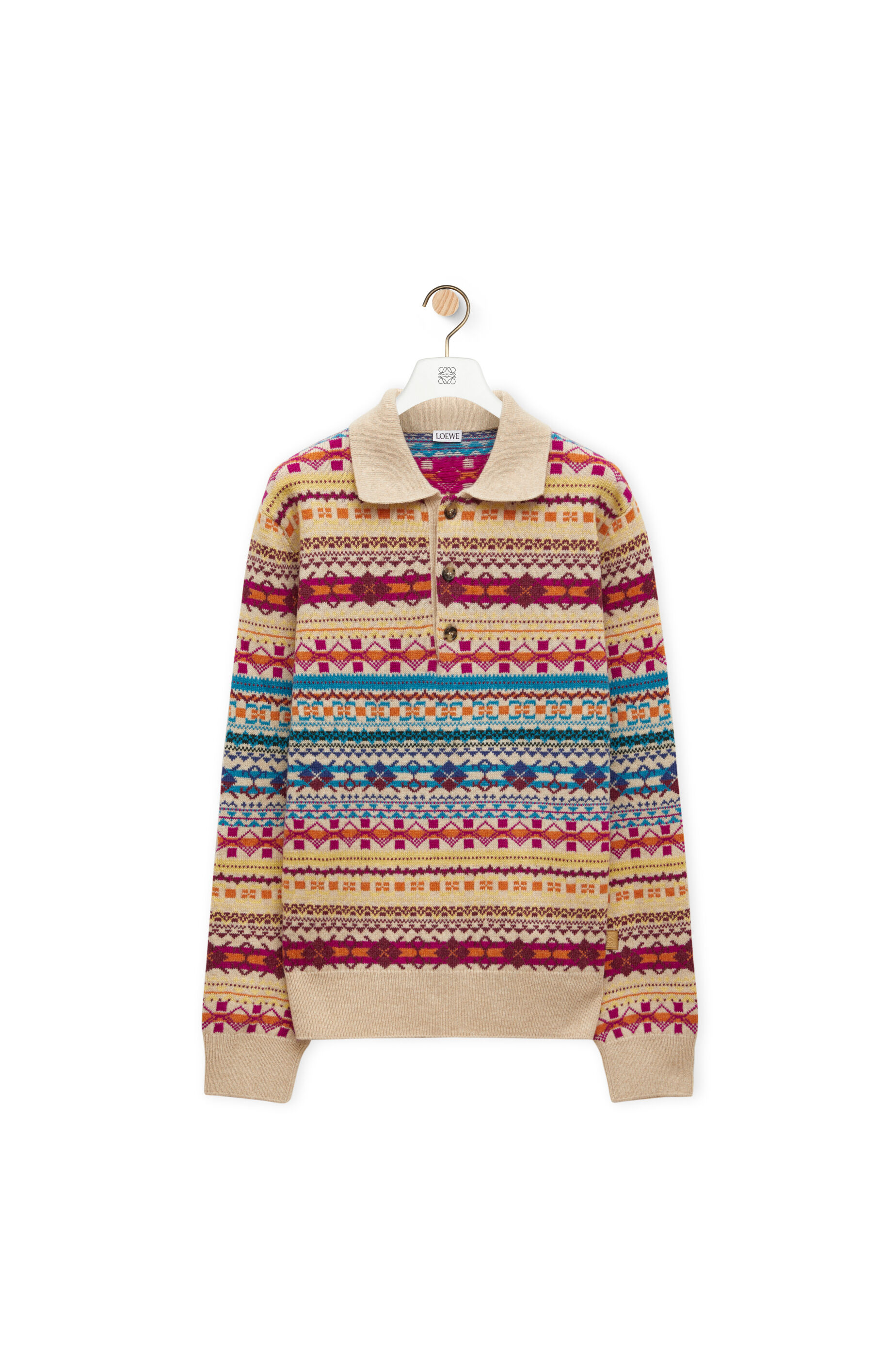 Polo sweater in wool Ecru Multicolor LOEWE