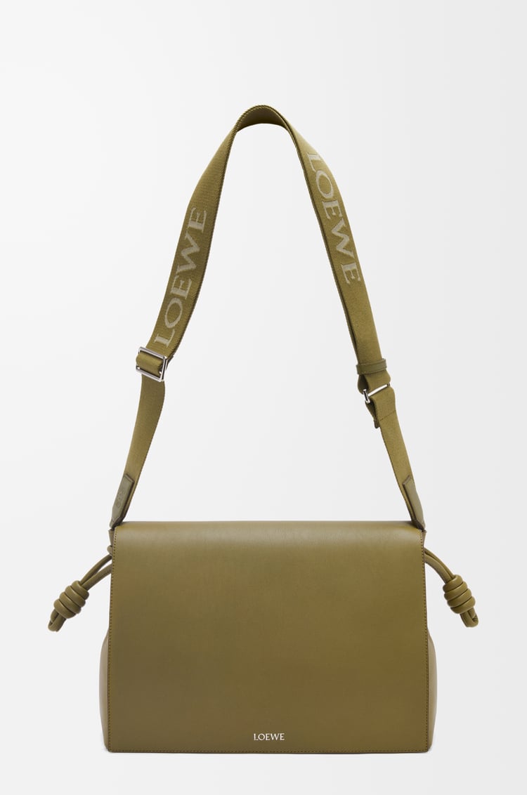 LOEWE 亮面柔软牛皮革 Flamenco satchel 手袋 橄榄绿