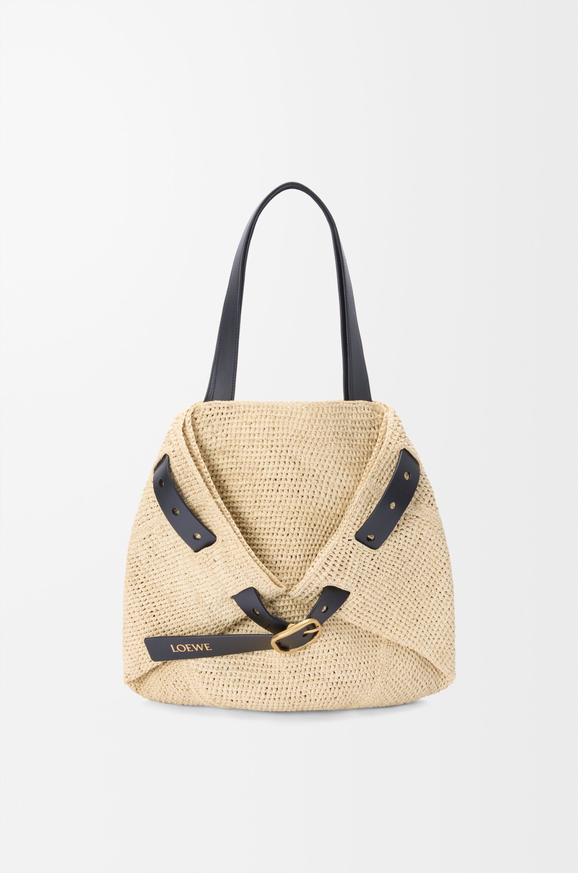 Medium Punch Hole shopper in raffia Beige - LOEWE