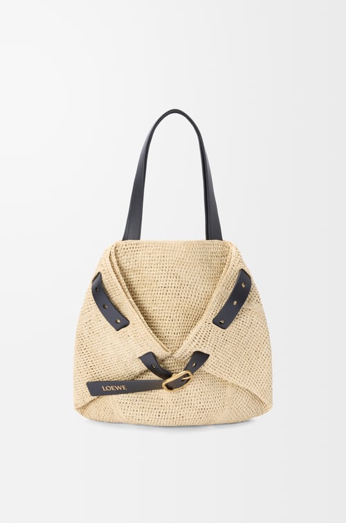 LOEWE Medium Punch Hole shopper in raffia Natural