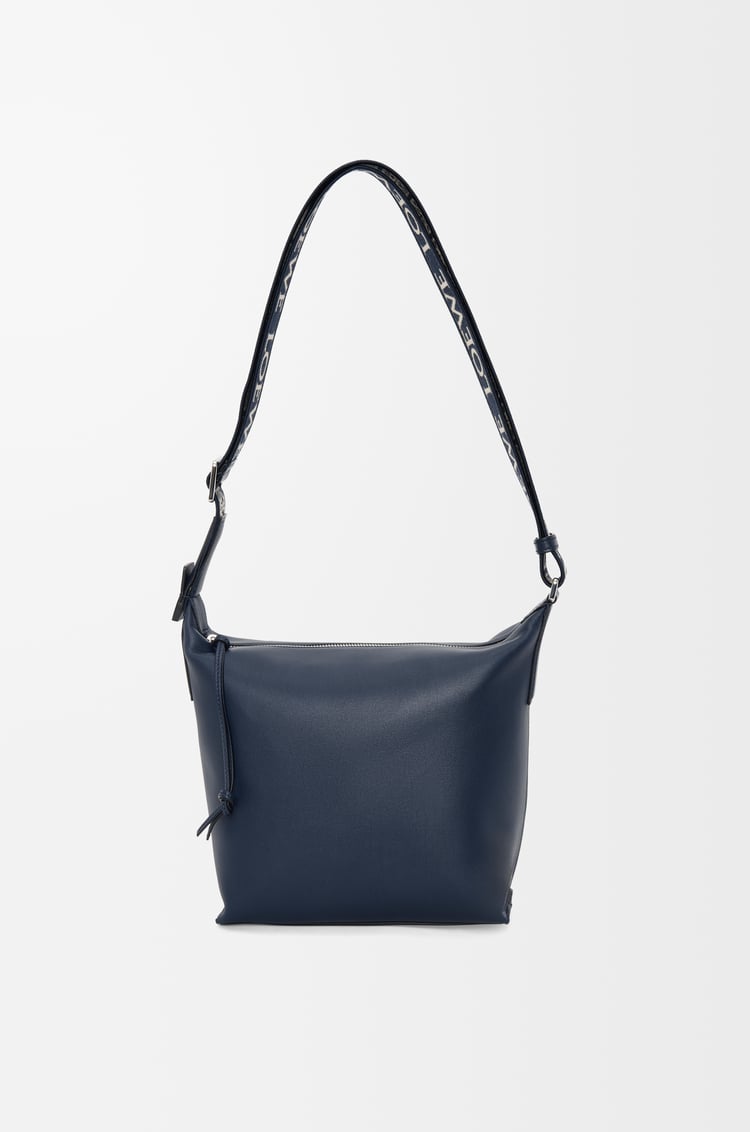 LOEWE Bolso bandolera Cubi pequeño en piel de ternera y jacquard Azul Marino