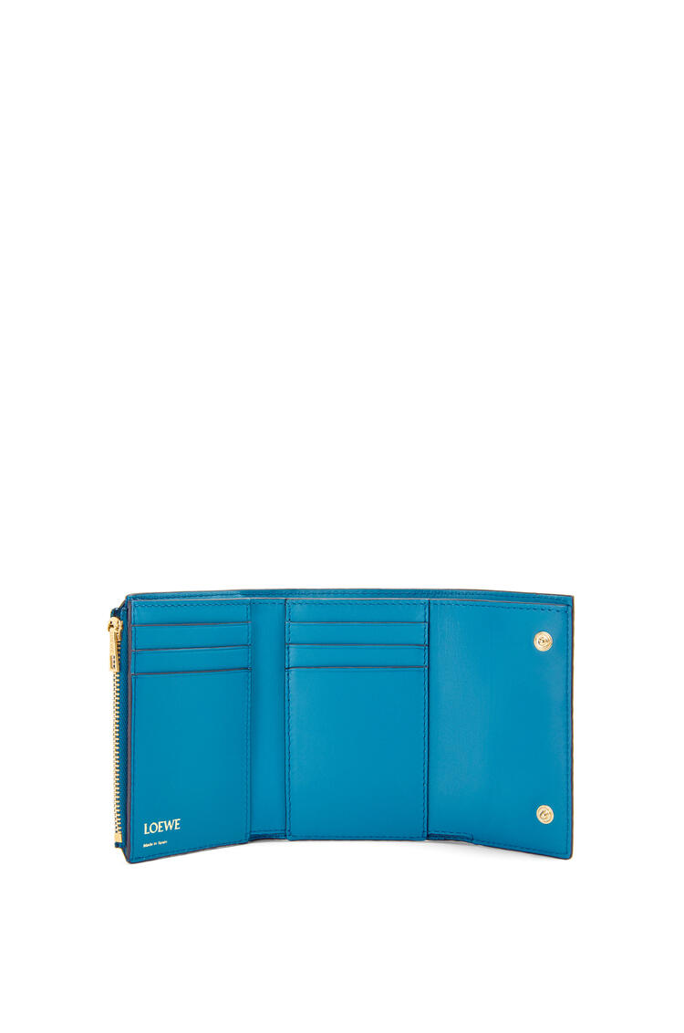 LOEWE Repeat small vertical wallet in embossed silk calfskin Lagoon Blue