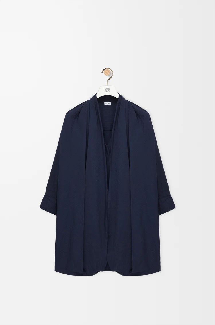 LOEWE Draped dress in cotton Navy Blue