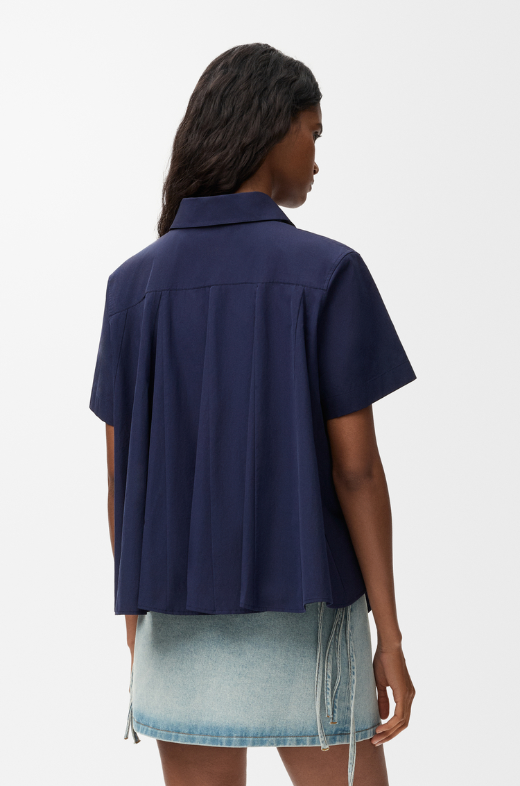 LOEWE 棉质短袖衬衫 海军蓝