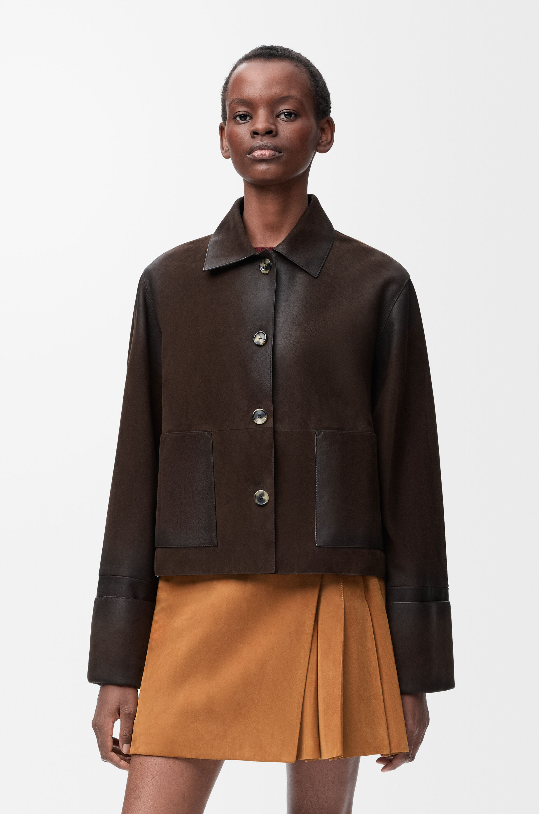 ターンアップ ジャケット（スエードラム） ブラウン - LOEWE