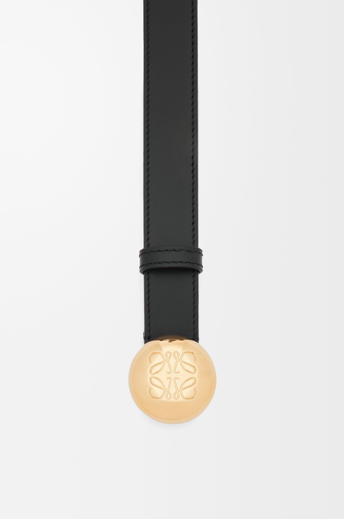 LOEWE 光滑小牛皮 Pebble 皮帶 黑色/金色