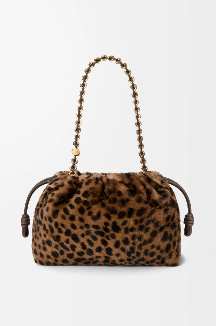 LOEWE Bolso Flamenco purse mediano en lana de oveja Beige/Marrón