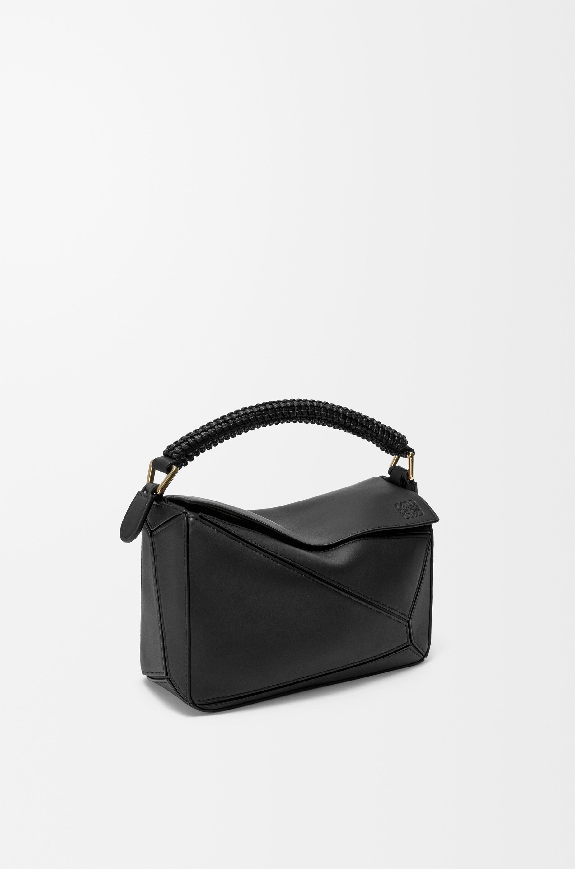 Small Puzzle bag in smooth calfskin and nappa lambskin Black - LOEWE