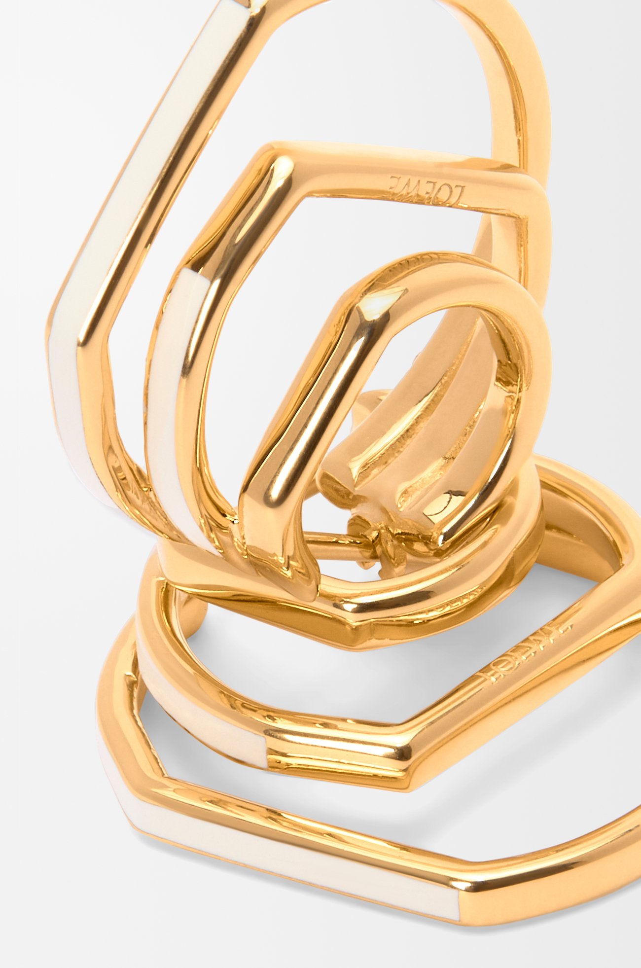 LOEWE Stacked hoop earrings in sterling silver and enamel Gold/Ivory