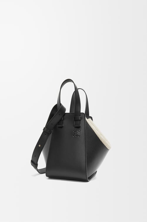 LOEWE Compact Hammock bag in smooth calfskin and canvas Black