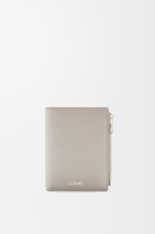 LOEWE Slim compact walllet in textured classic calfskin Shell Grey