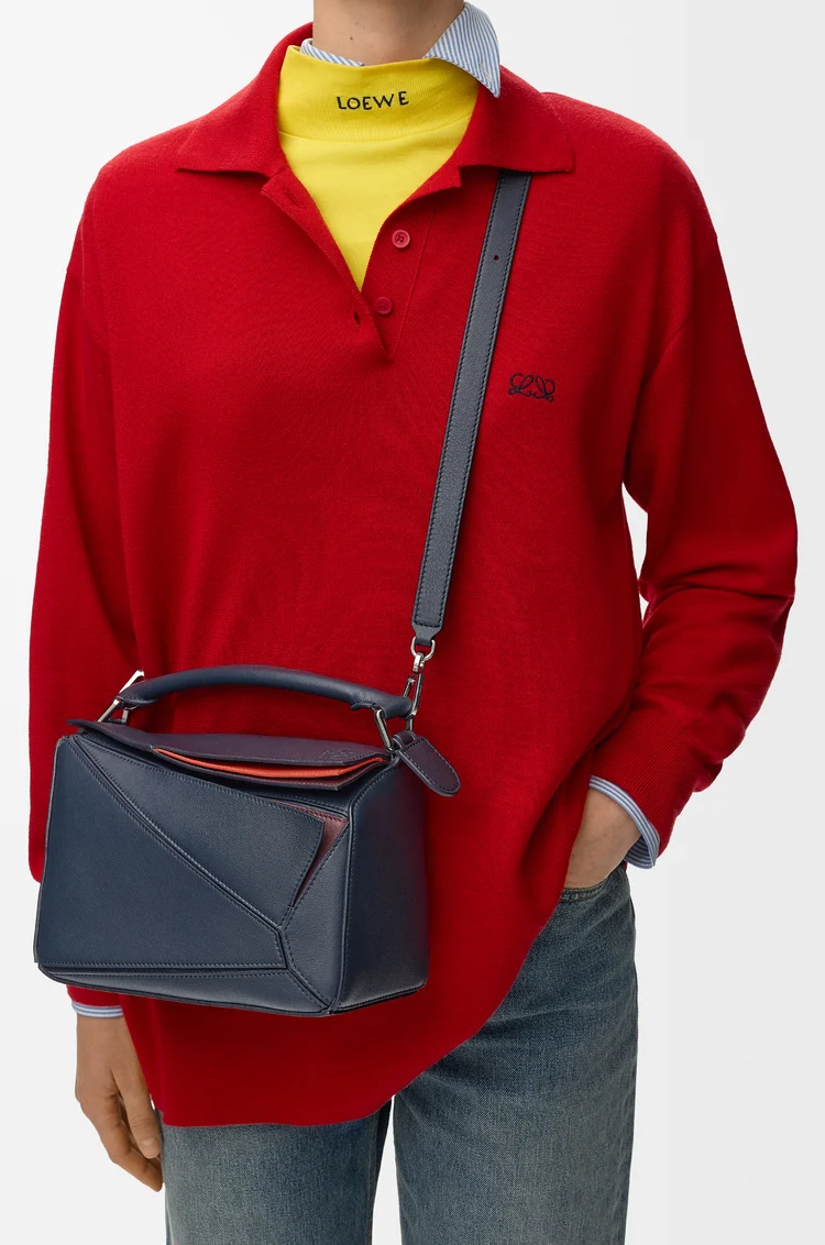 LOEWE Small layered Puzzle bag in classic calfskin Multicolor  Deep Navy