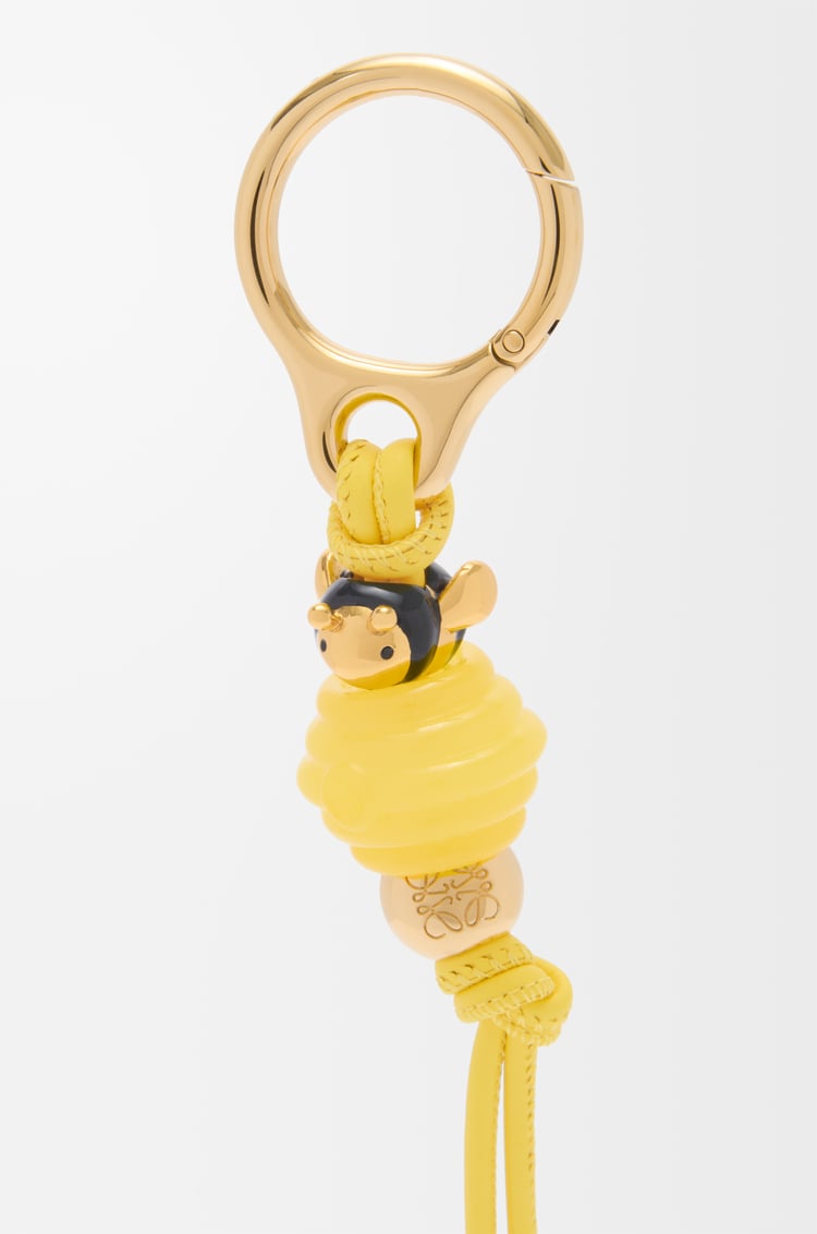 LOEWE Bee dice charm in calfskin Yellow