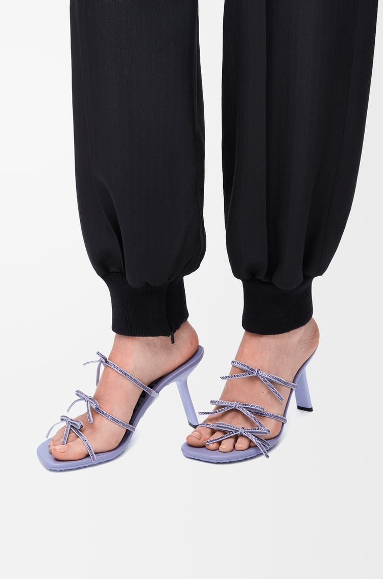 LOEWE Petal sandal in suede and rhinestones Lilac