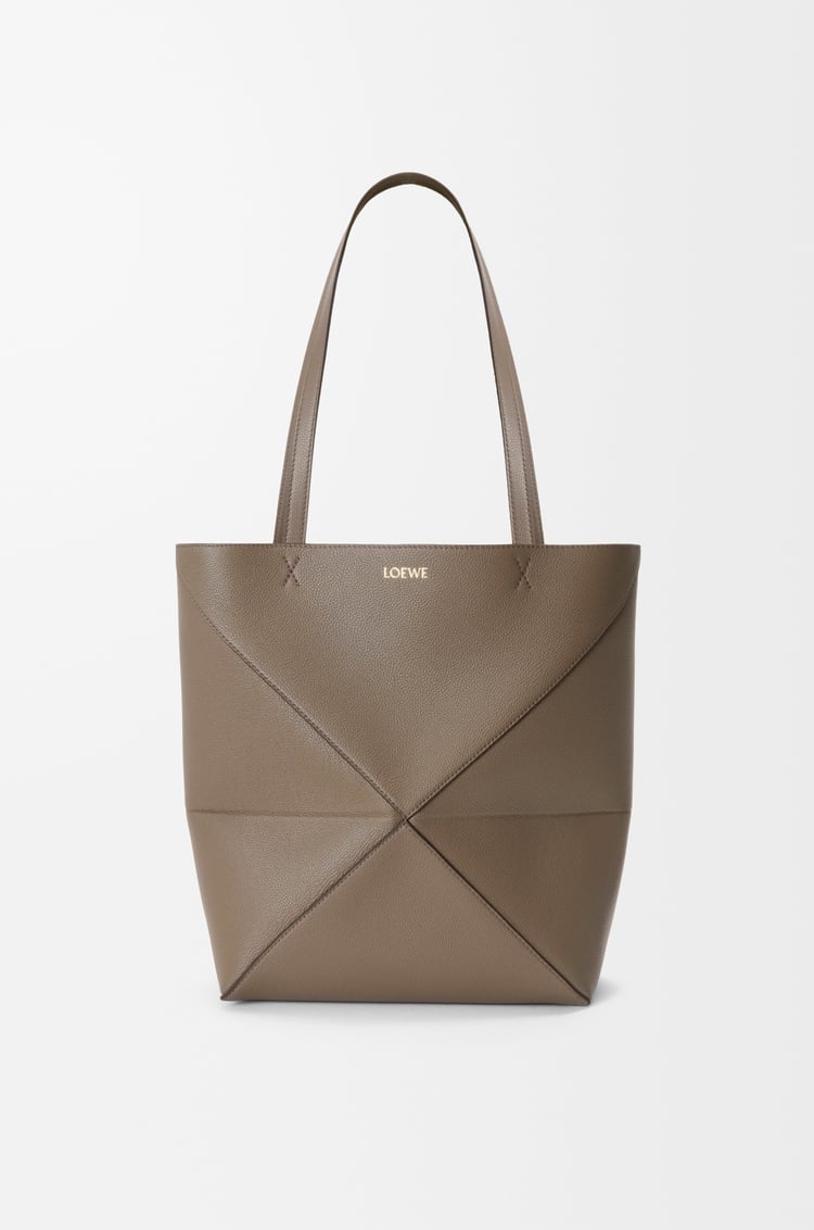 LOEWE Mittelgroße Puzzle Fold Tote aus weichem, genarbtem Kalbsleder Taupe