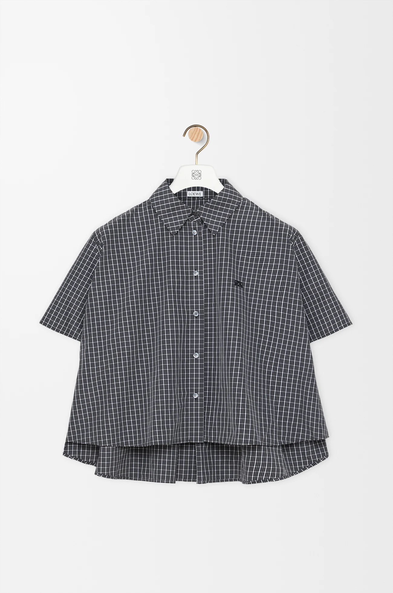 LOEWE Short sleeve trapeze shirt in technical cotton Black/White