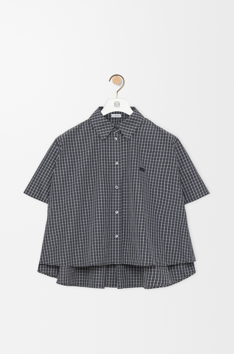 LOEWE Short sleeve trapeze shirt in technical cotton Black/White