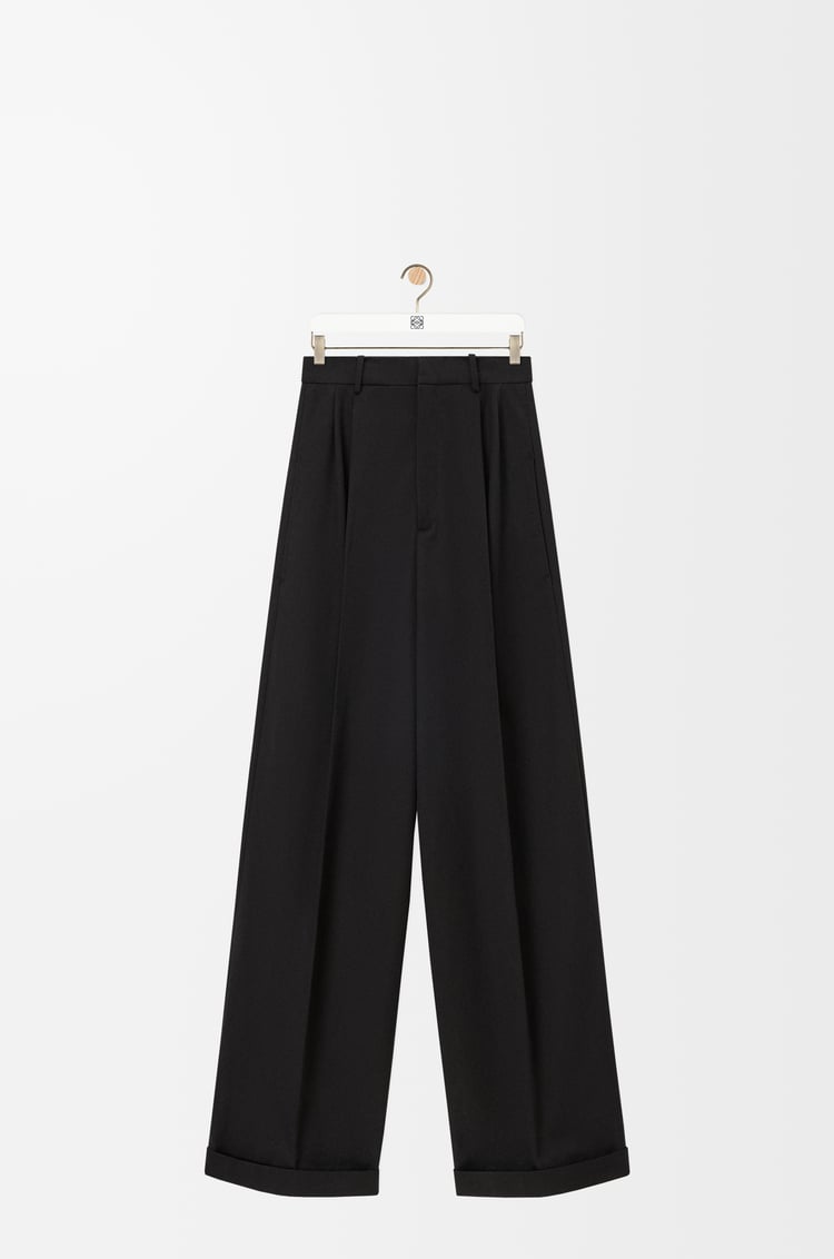 LOEWE Pleated trousers in cotton and silk Black