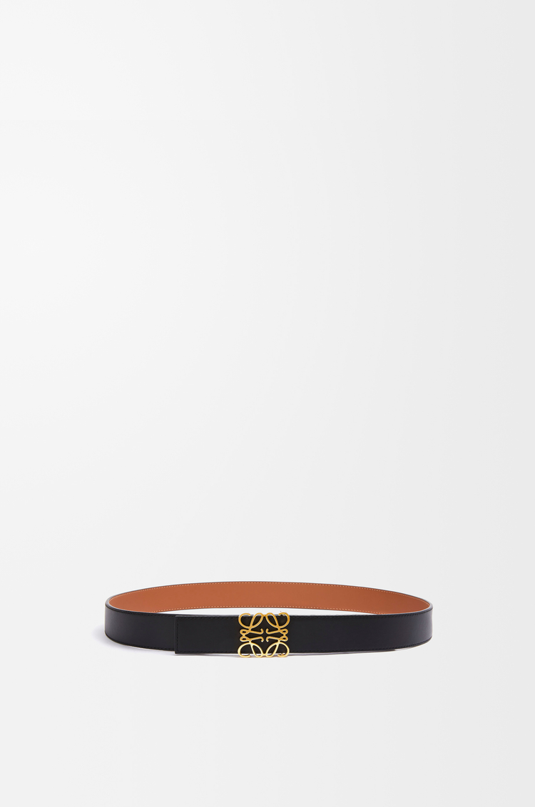 LOEWE Reversible Anagram belt in smooth calfskin Tan/Black/Gold