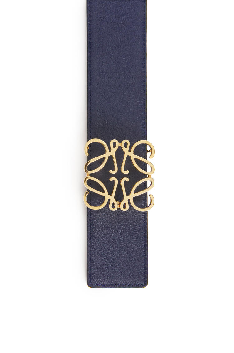LOEWE Anagram belt in smooth calfskin and brass Black/Navy/Gold