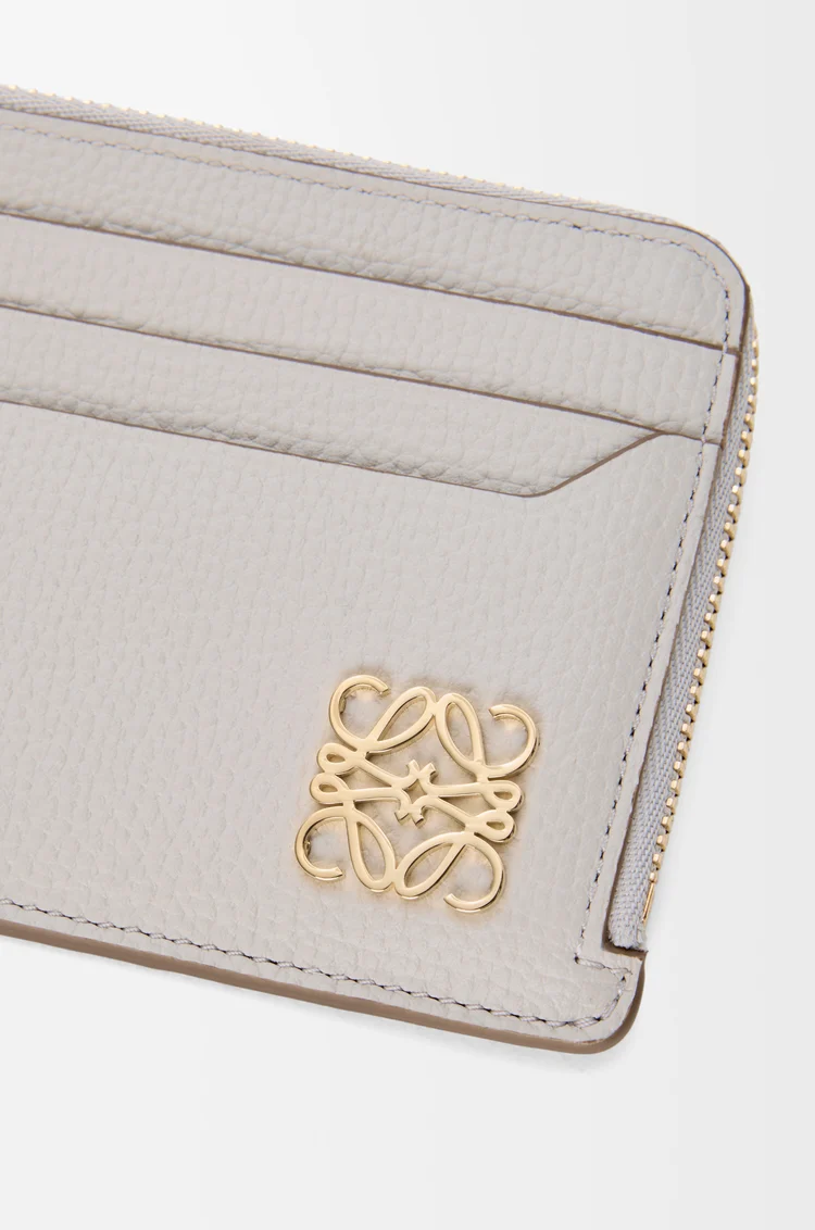 LOEWE Anagram square coin cardholder in pebble grained calfskin Light Ghost Grey