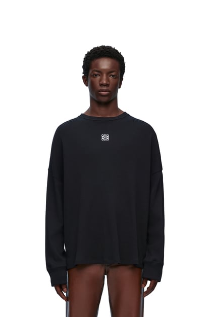 LOEWE Camiseta de manga larga de corte oversize en algodón Negro plp_rd