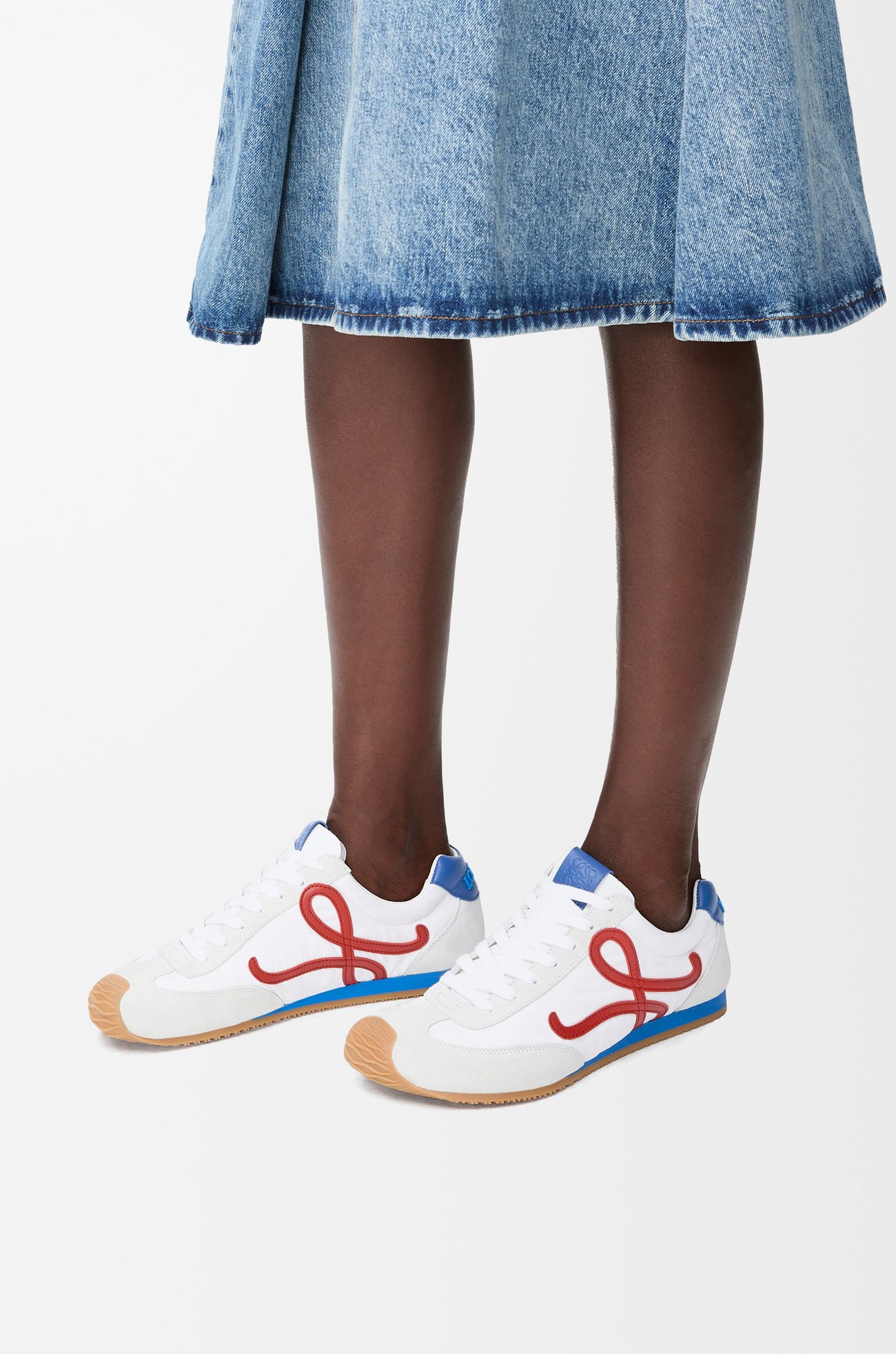 LOEWE Ballet Runner 2.0 in nylon and calfskin White/Red/Blue