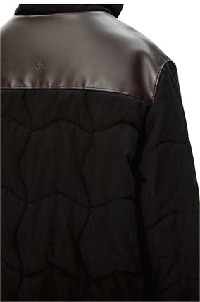 LOEWE Abrigo largo acolchado en algodón y piel de ternera Negro plp_rd